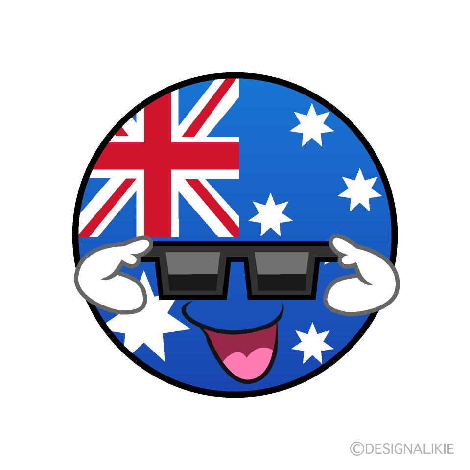 かわいいサングラスのオーストラリア国旗（丸型）イラスト