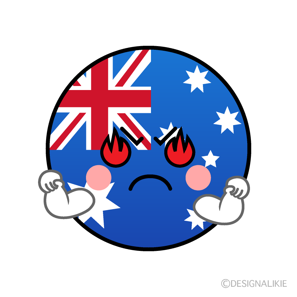 かわいい熱意のあるオーストラリア国旗（丸型）イラスト
