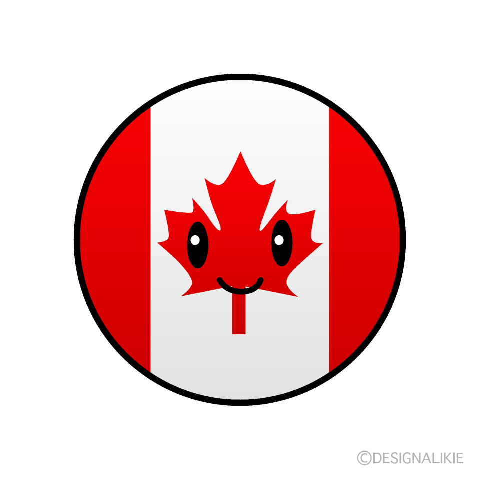 かわいいカナダ国旗（丸型）イラスト