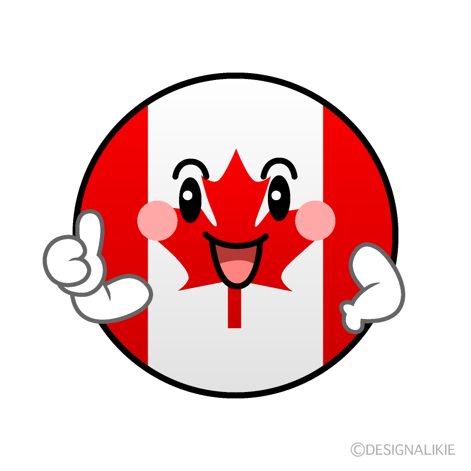 かわいいいいね！のカナダ国旗（丸型）イラスト