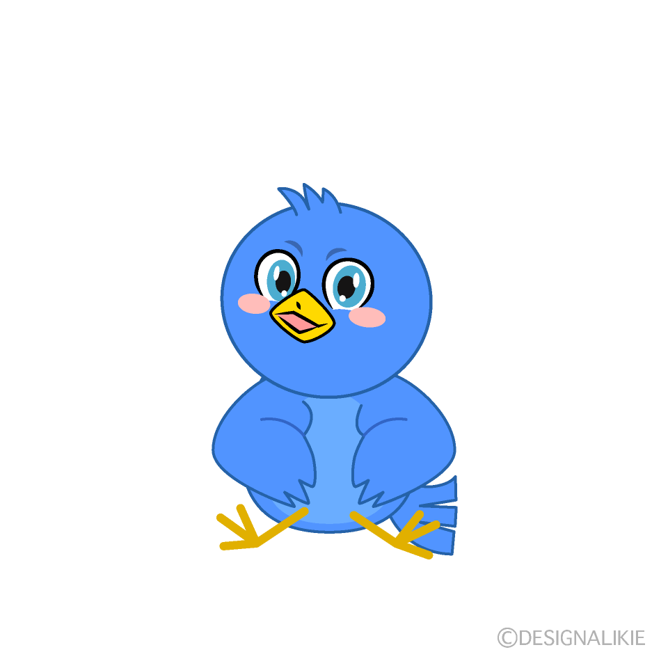 かわいい座る青い鳥イラスト