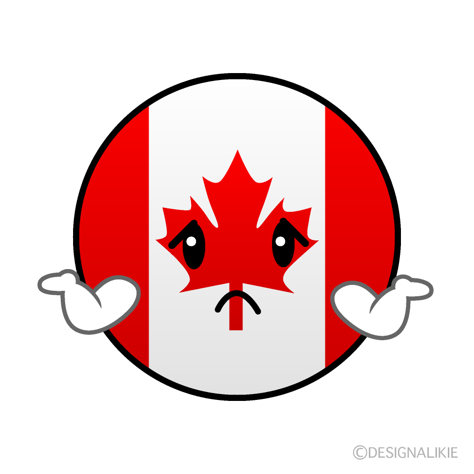 かわいい困るカナダ国旗（丸型）イラスト