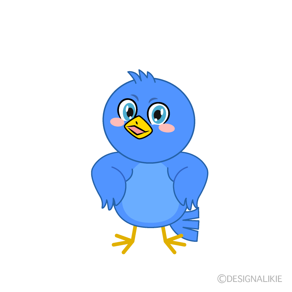 かわいい立つ青い鳥のイラスト素材 Illustcute