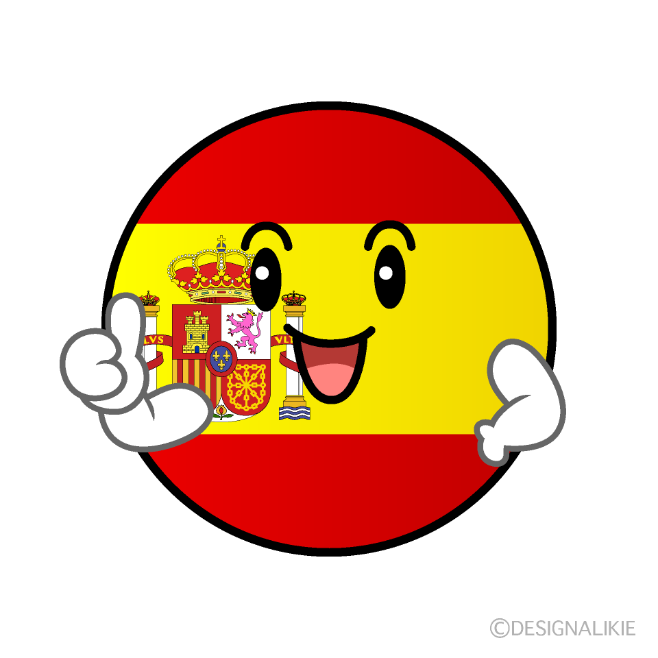 かわいいいいね！のスペイン国旗（丸型）イラスト