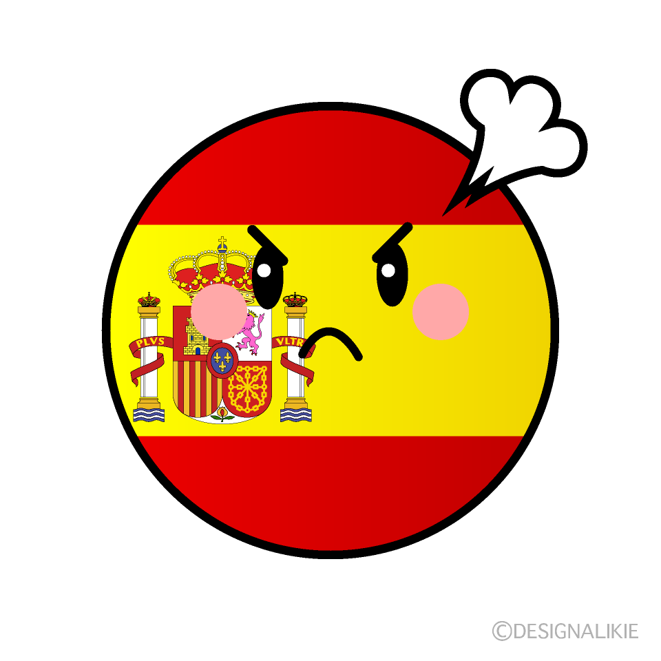 かわいい驚くスペイン国旗（丸型）イラスト