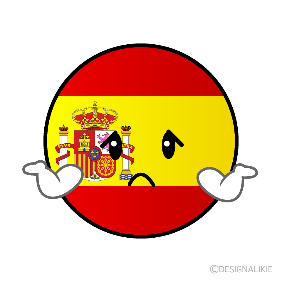 かわいい困るスペイン国旗（丸型）イラスト