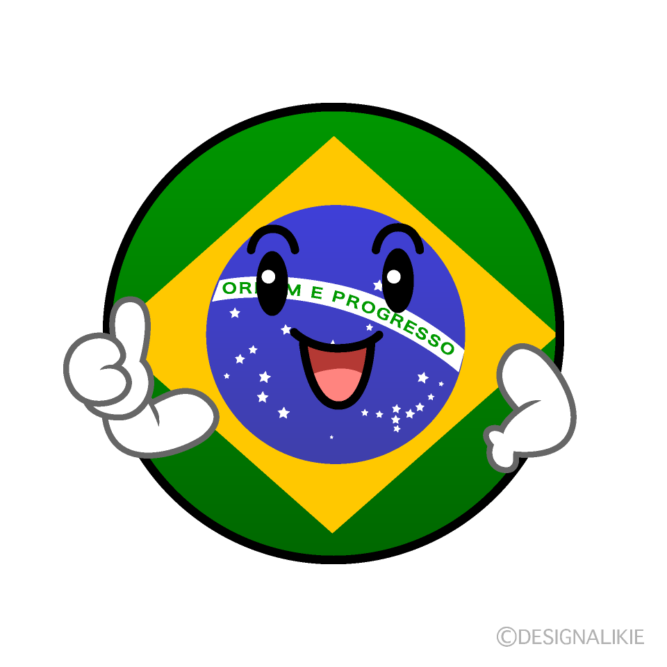 かわいいいいね！のブラジル国旗（丸型）イラスト