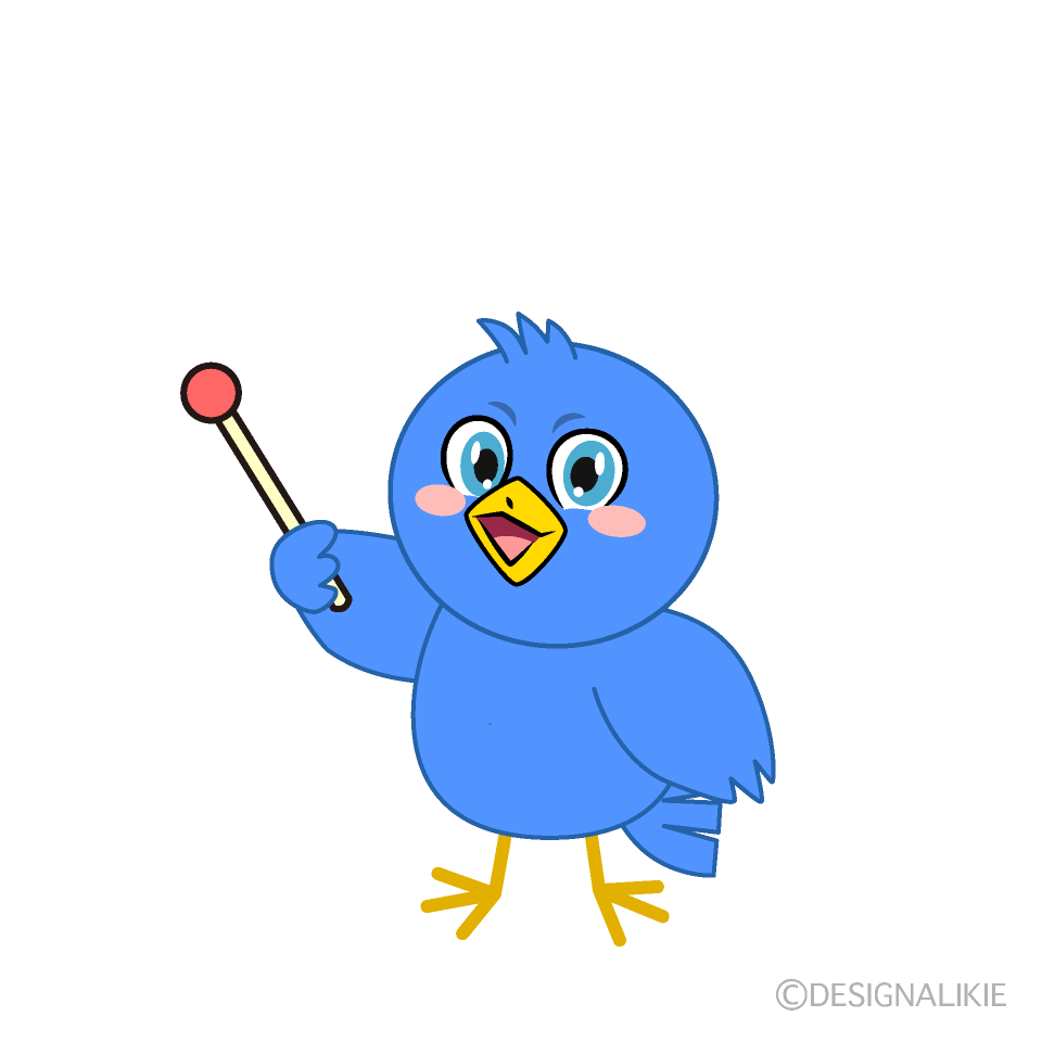 かわいい説明する青い鳥のイラスト素材 Illustcute