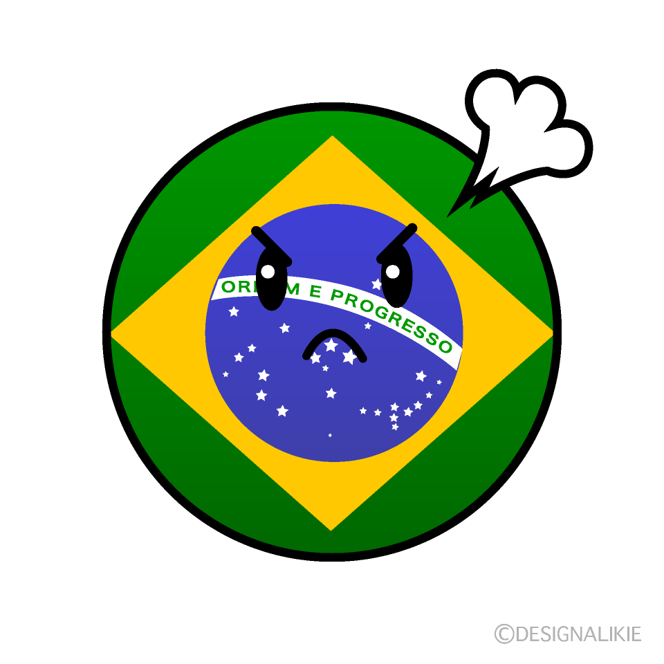 かわいい驚くブラジル国旗（丸型）イラスト
