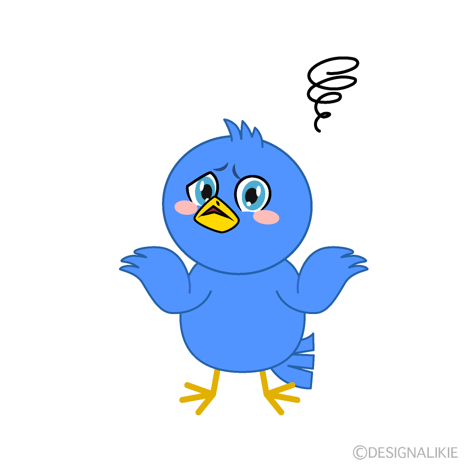 かわいい困る青い鳥のイラスト素材 Illustcute