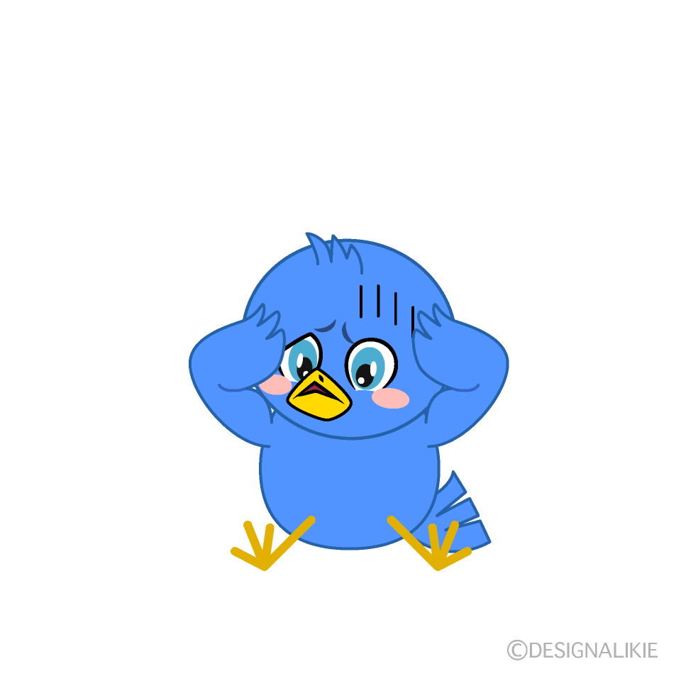 かわいい落ち込む青い鳥のイラスト素材 Illustcute