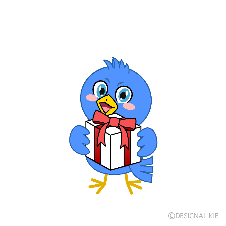 かわいいプレゼントする青い鳥のイラスト素材 Illustcute