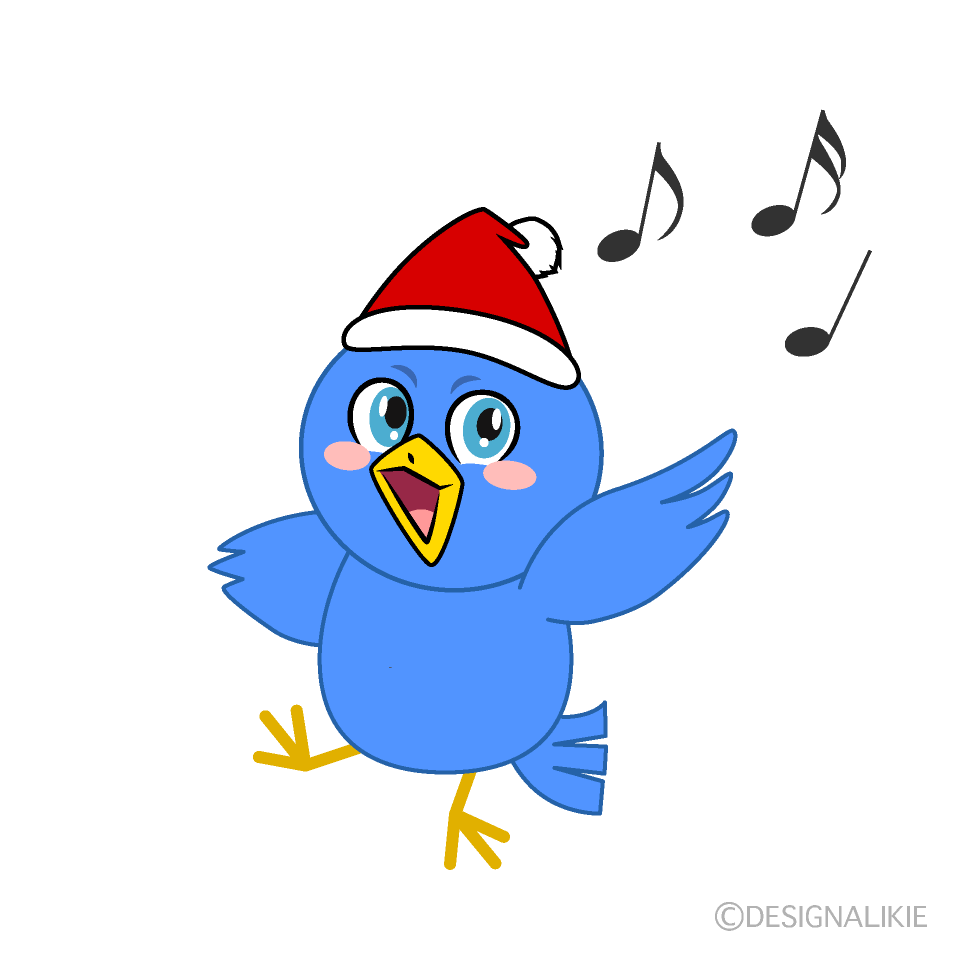 かわいいクリスマスの青い鳥イラスト