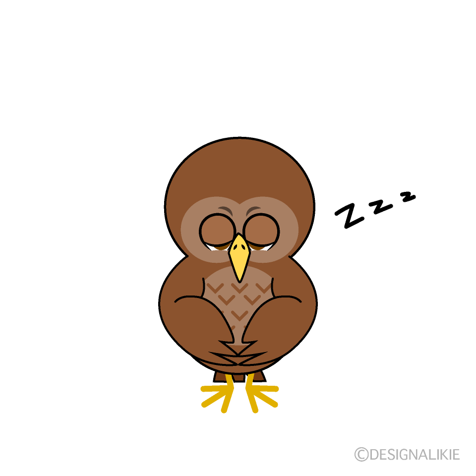 かわいい寝るフクロウのイラスト素材 Illustcute