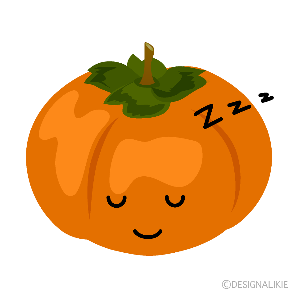 かわいい寝る柿イラスト