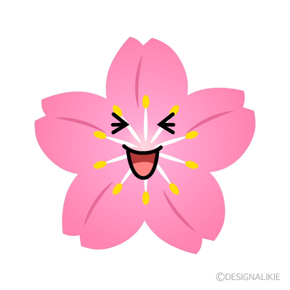 かわいい笑う桜イラスト