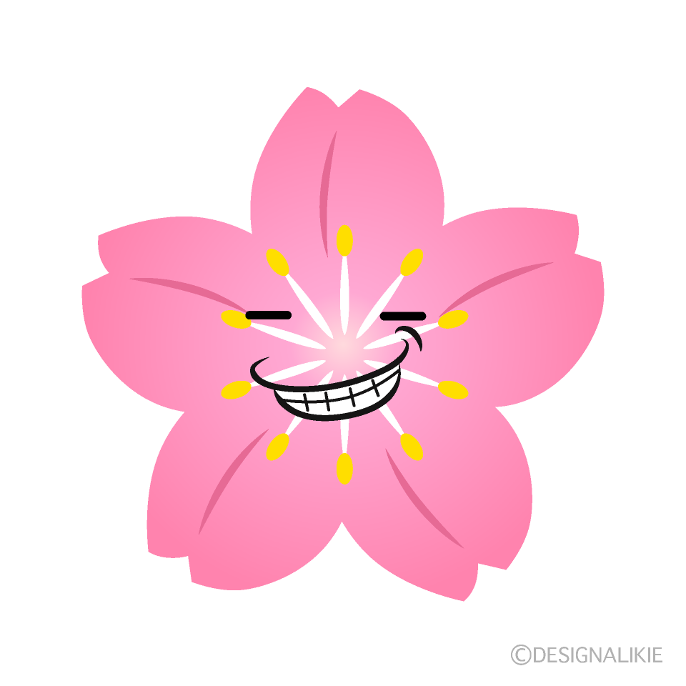 かわいいニヤリと笑う桜イラスト