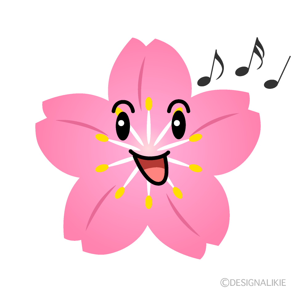 かわいい歌う桜イラスト