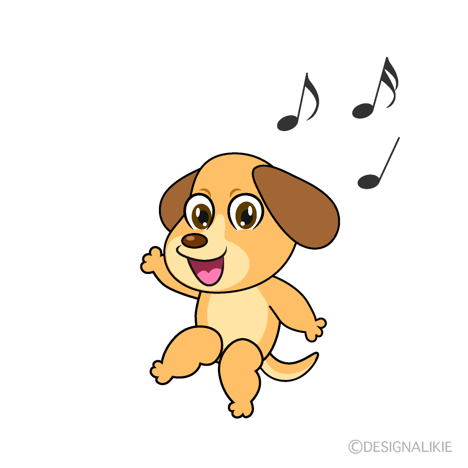 かわいい踊る犬のイラスト素材 Illustcute