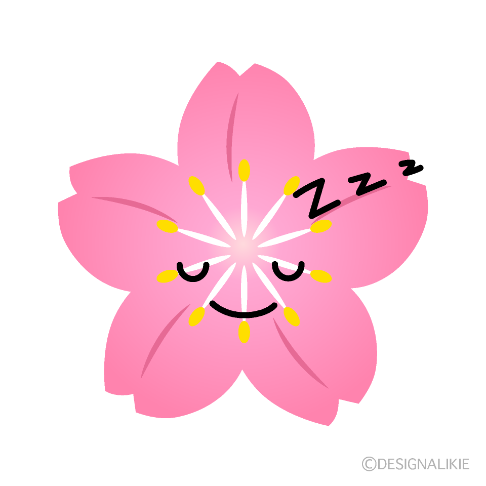 かわいい寝る桜イラスト