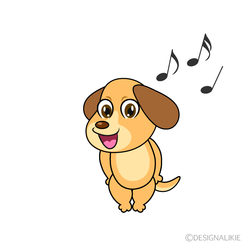 かわいい歌う犬のイラスト素材 Illustcute