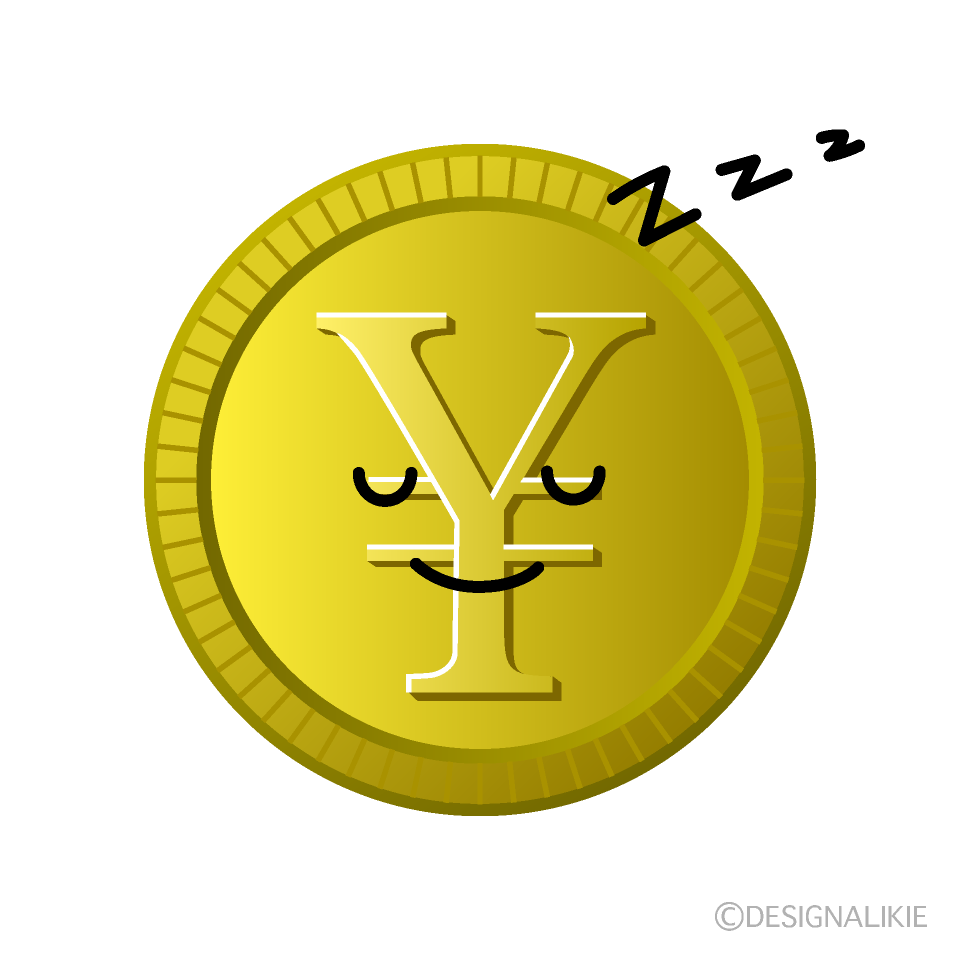 かわいい寝る￥金貨イラスト