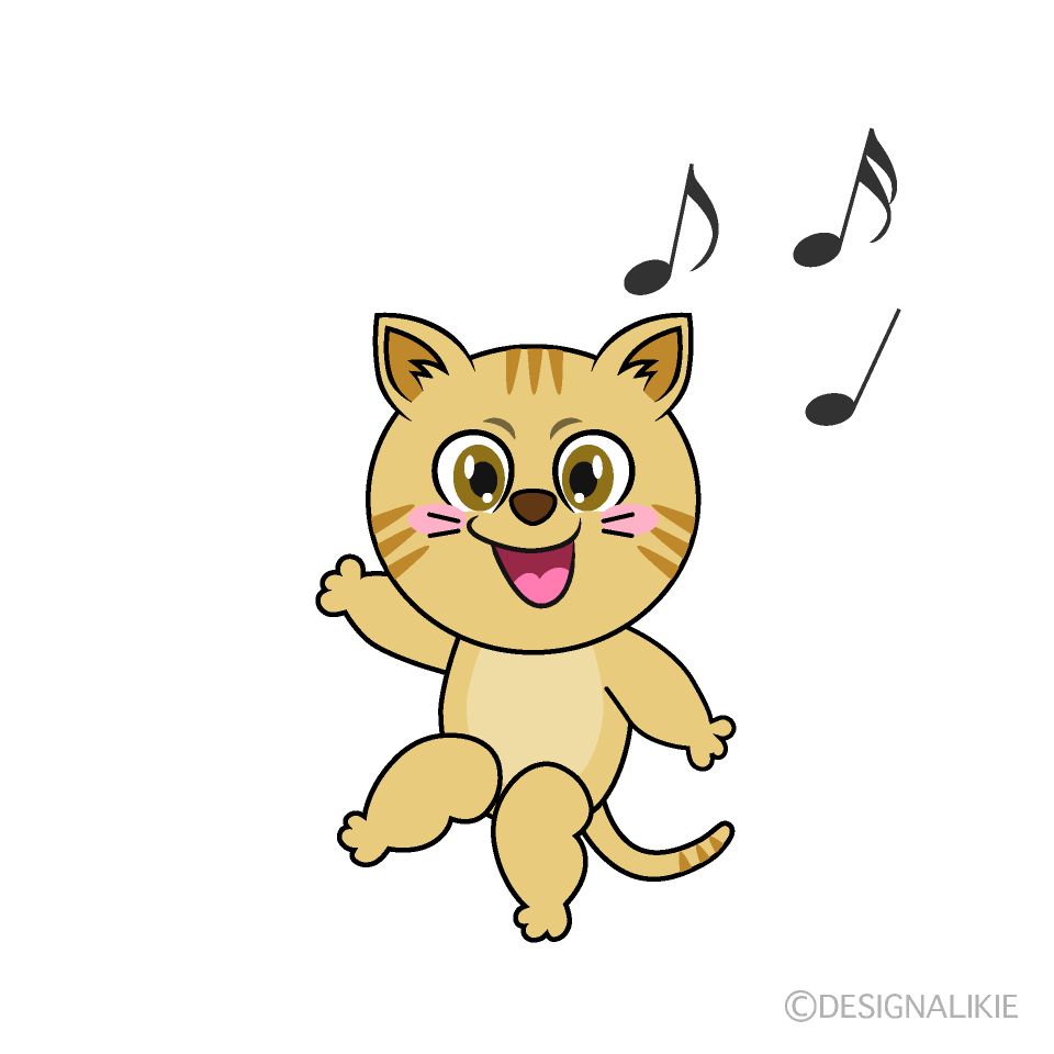 かわいい踊る猫イラスト
