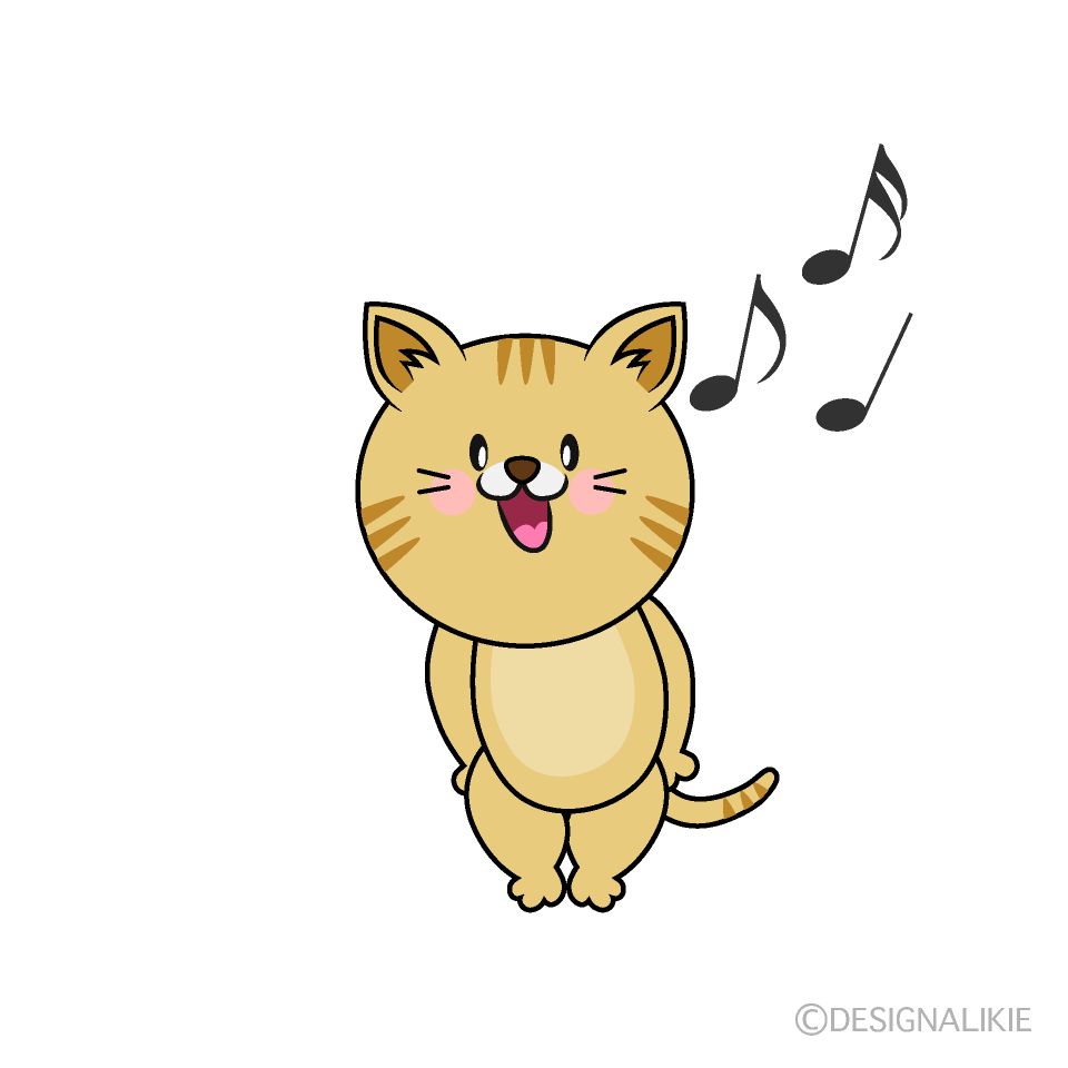 かわいい歌う猫のイラスト素材 Illustcute