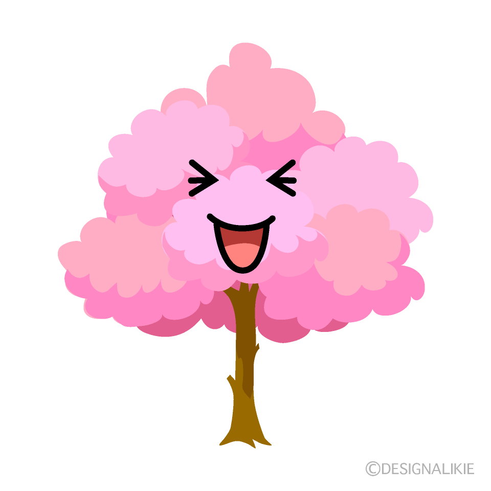 かわいい笑う桜の木イラスト