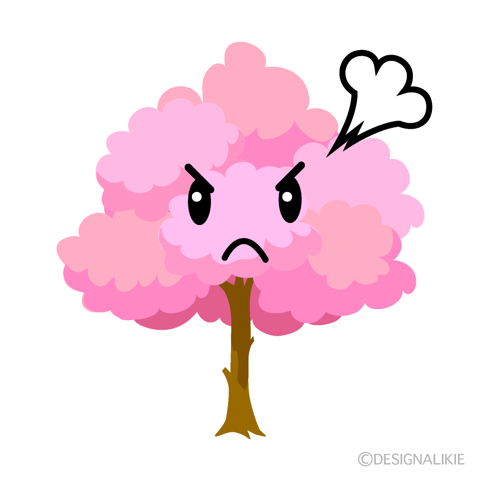 かわいい怒る桜の木イラスト