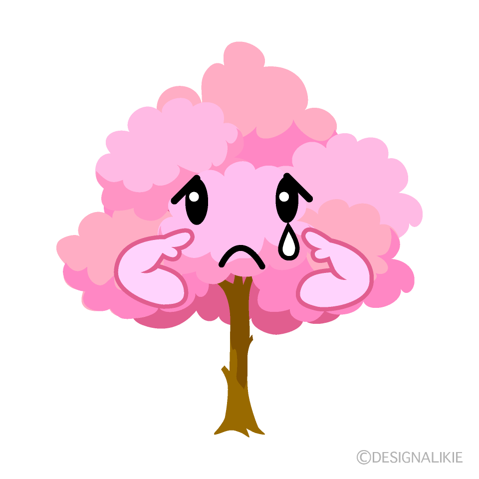 かわいい悲しい桜の木イラスト