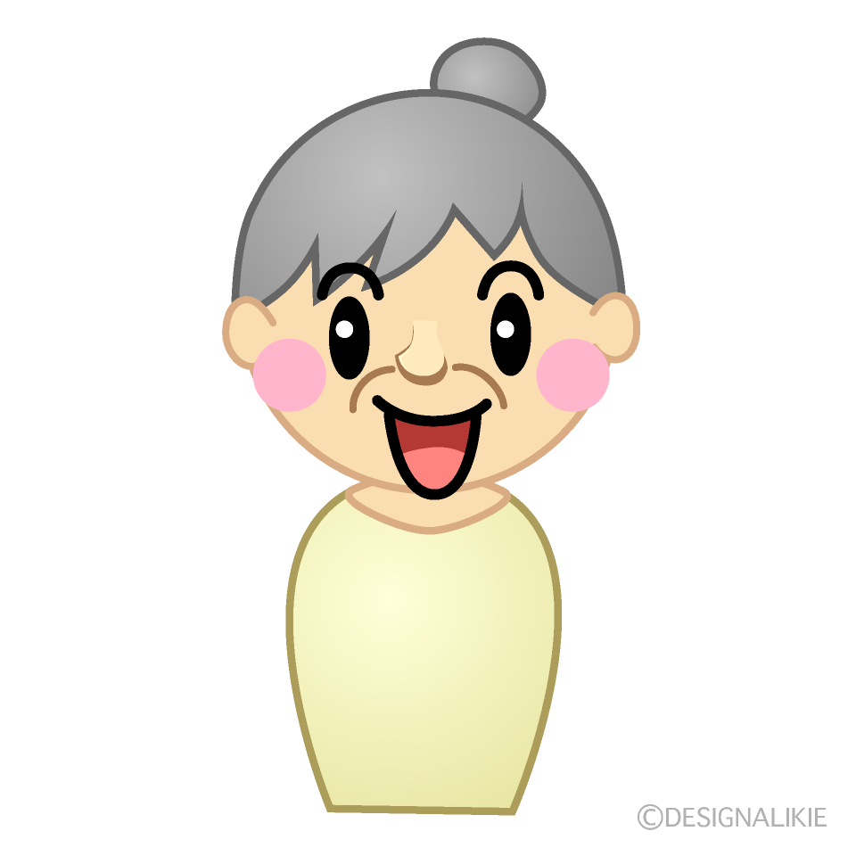 かわいい笑顔のおばあちゃんのイラスト素材 Illustcute