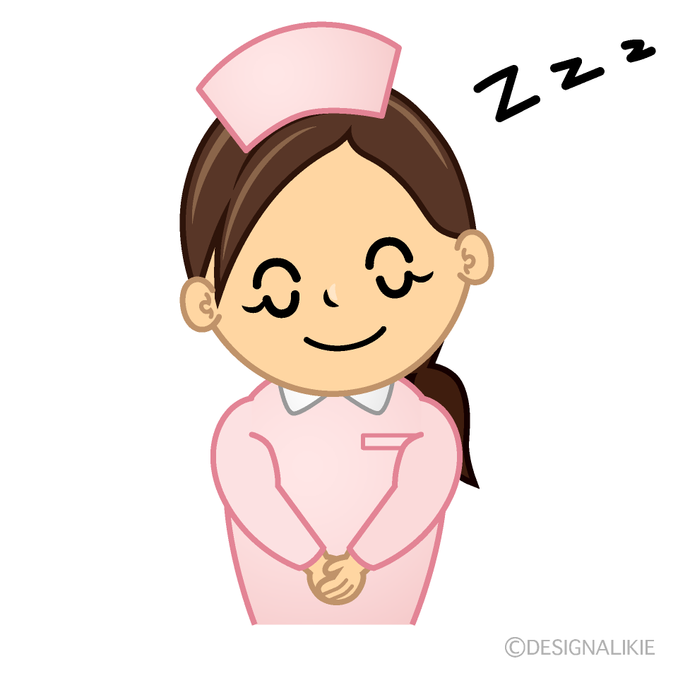 かわいい居眠りする看護婦のイラスト素材 Illustcute