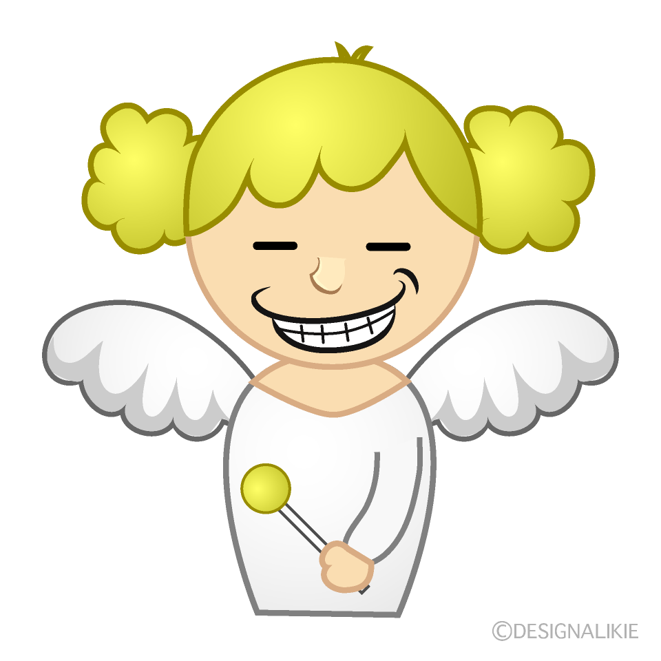 かわいいニヤリと笑う天使のイラスト素材｜IllustCute