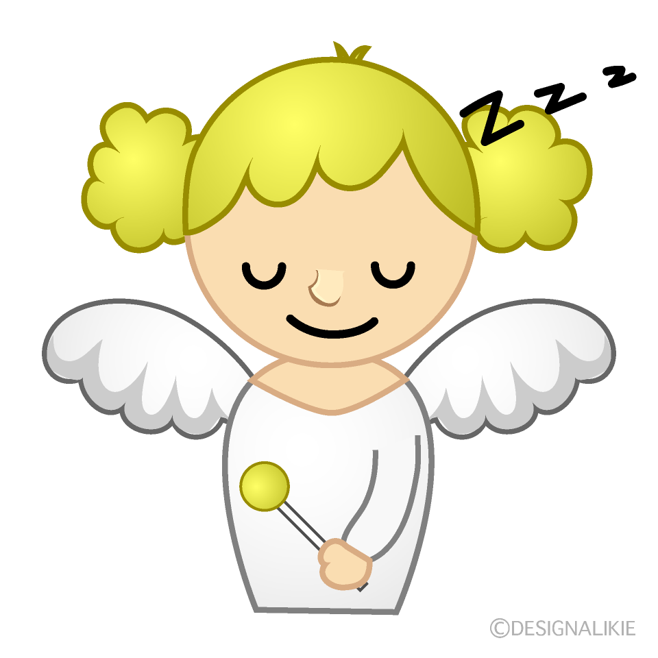 かわいい居眠りする天使のイラスト素材 Illustcute