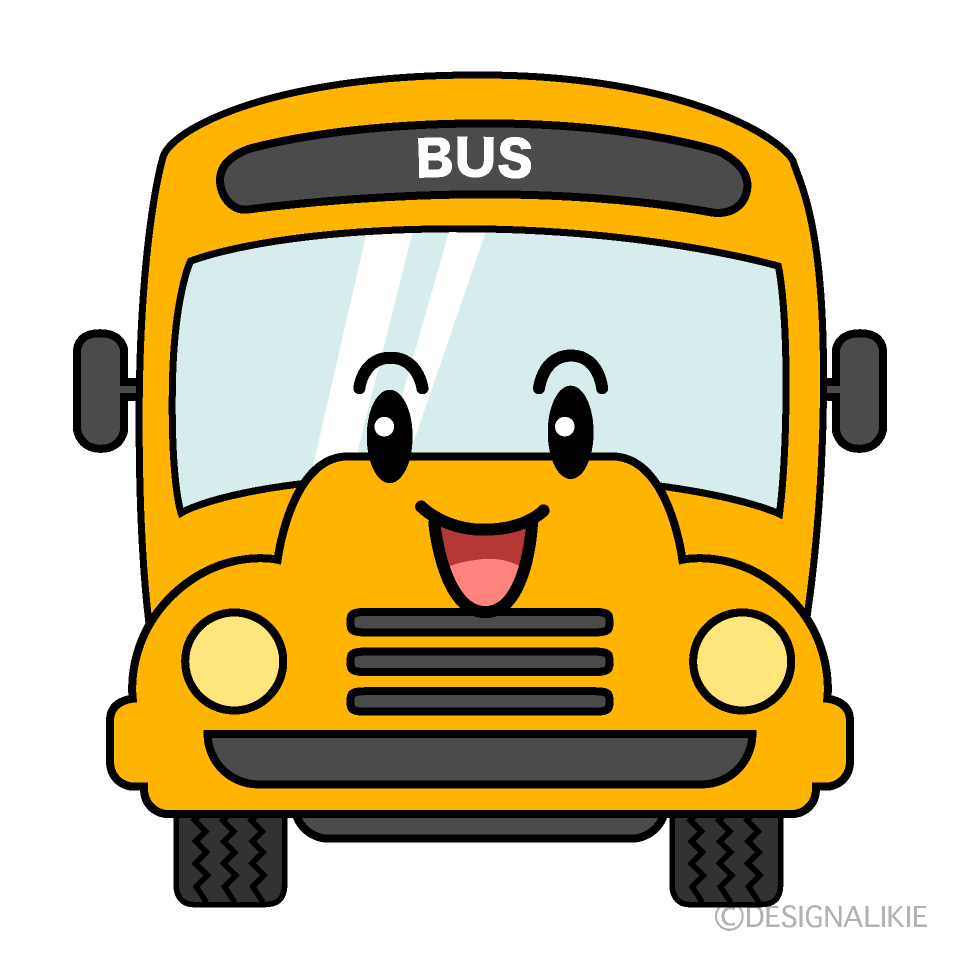 かわいい笑顔のスクールバスのイラスト素材 Illustcute