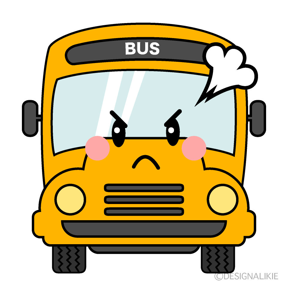 かわいい怒るスクールバスのイラスト素材 Illustcute