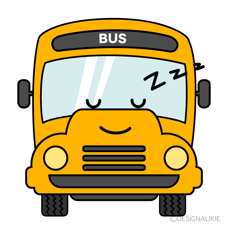 かわいい寝るスクールバスのイラスト素材 Illustcute