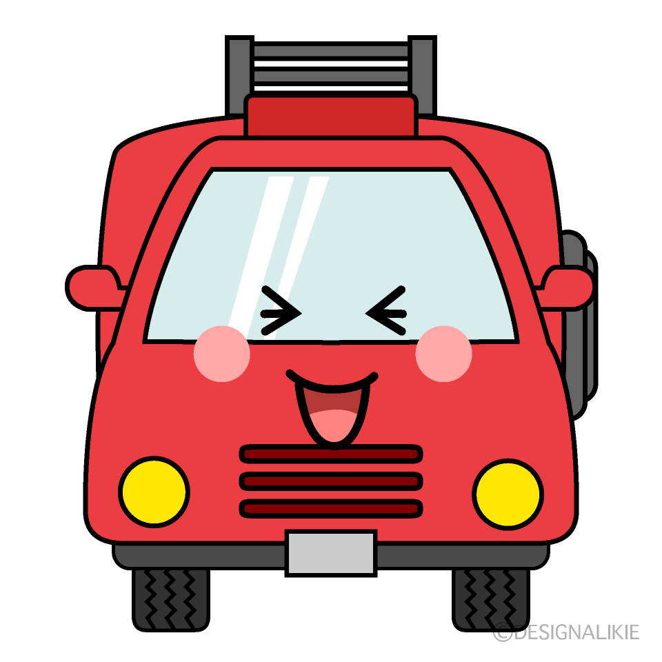 かわいい笑う消防車のイラスト素材 Illustcute