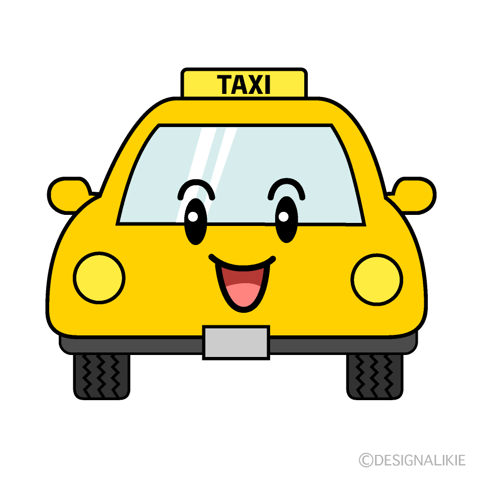 かわいい笑顔のタクシーイラスト