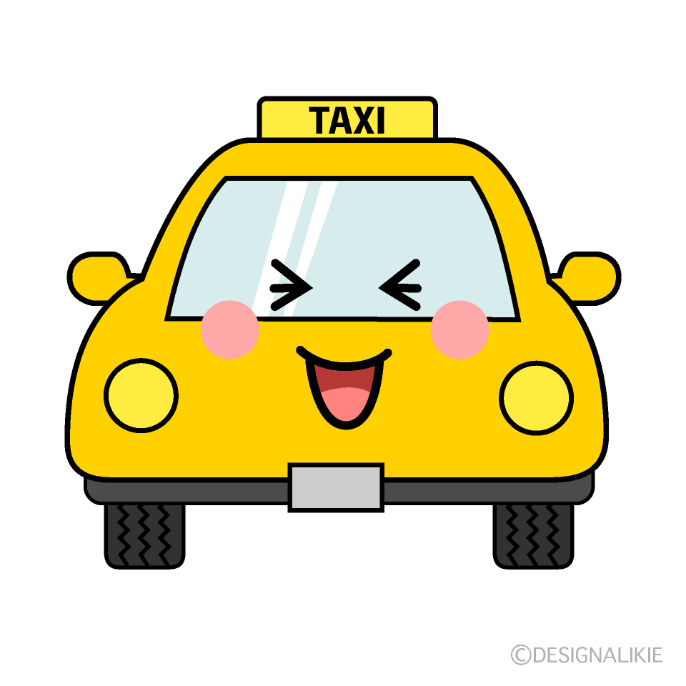 かわいい笑うタクシーのイラスト素材 Illustcute
