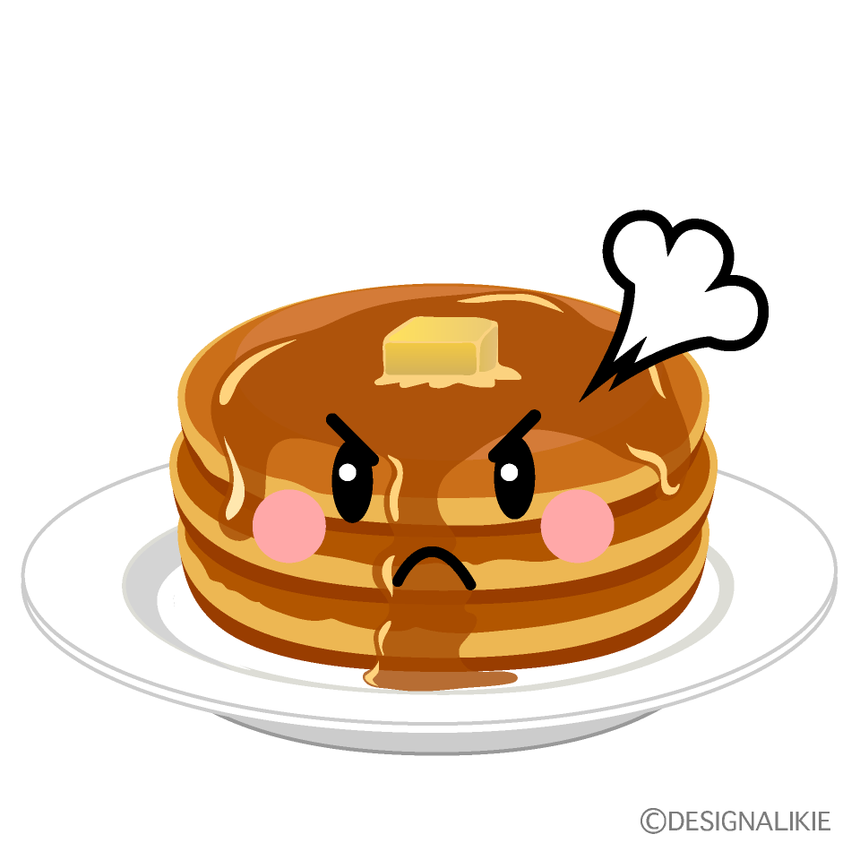 かわいい怒るパンケーキのイラスト素材 Illustcute