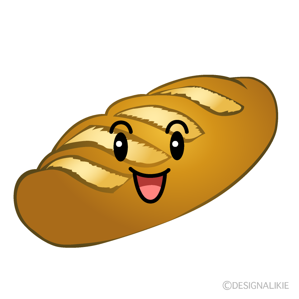 かわいい笑顔のフランスパンのイラスト素材 Illustcute