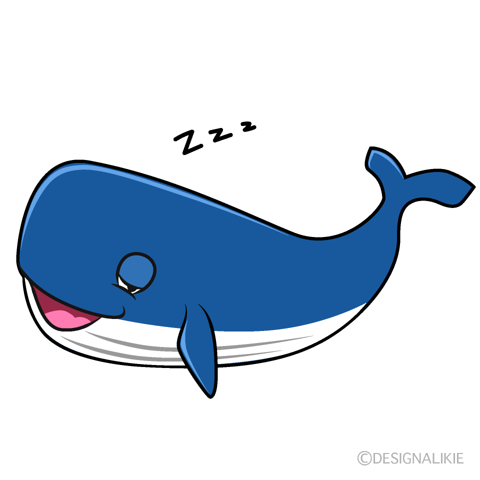 かわいい寝るクジラのイラスト素材 Illustcute
