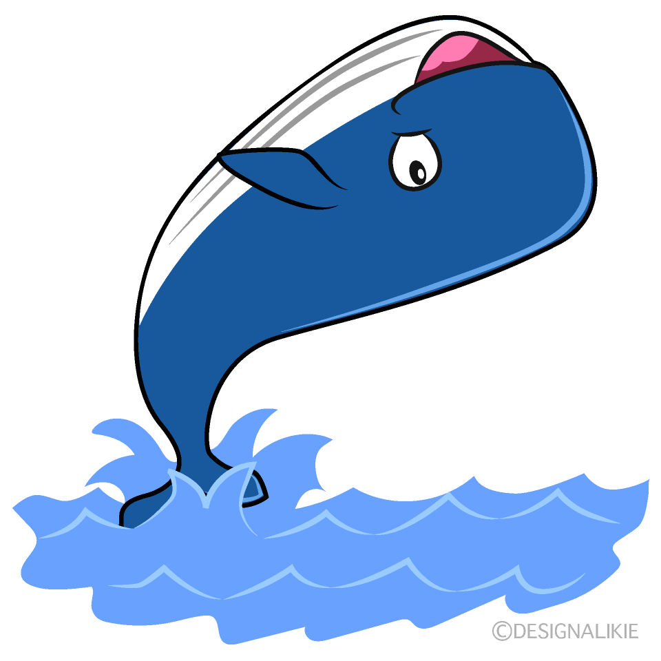 かわいいジャンプするクジラのイラスト素材 Illustcute