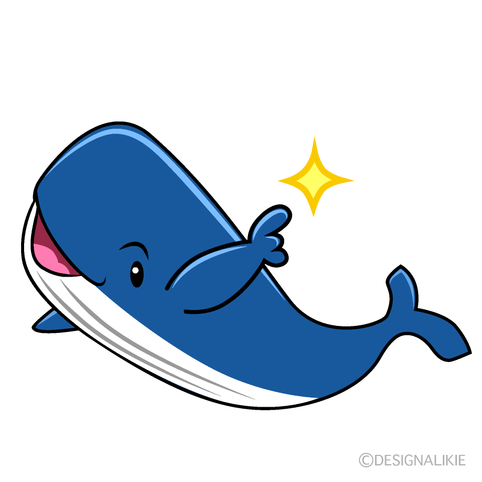 かわいい指差しするクジライラスト