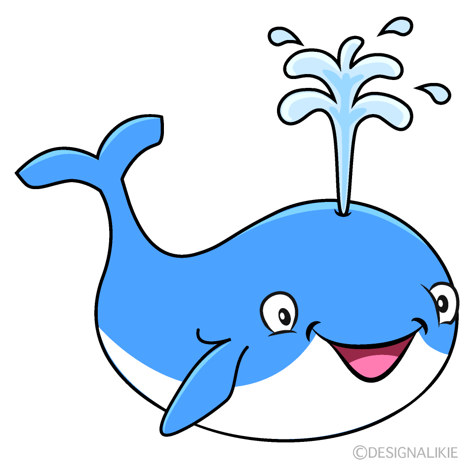 かわいい笑顔の青クジライラスト
