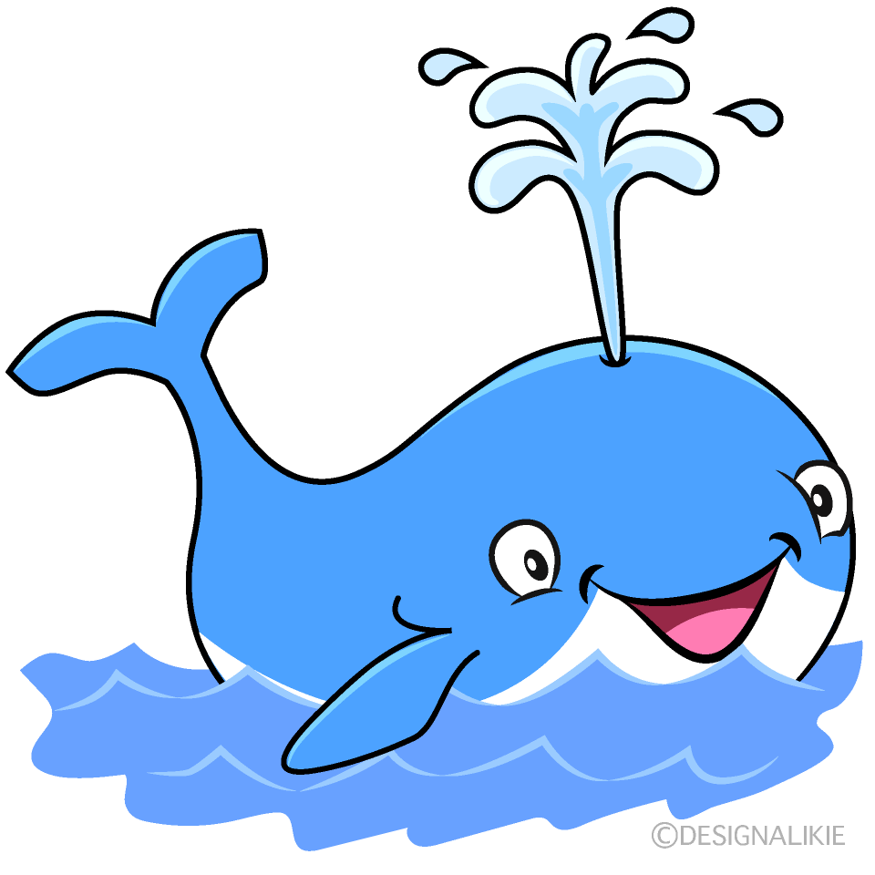かわいい海の青クジラのイラスト素材 Illustcute