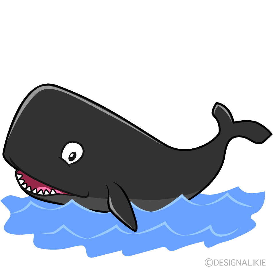 かわいい海のマッコウクジラのイラスト素材 Illustcute