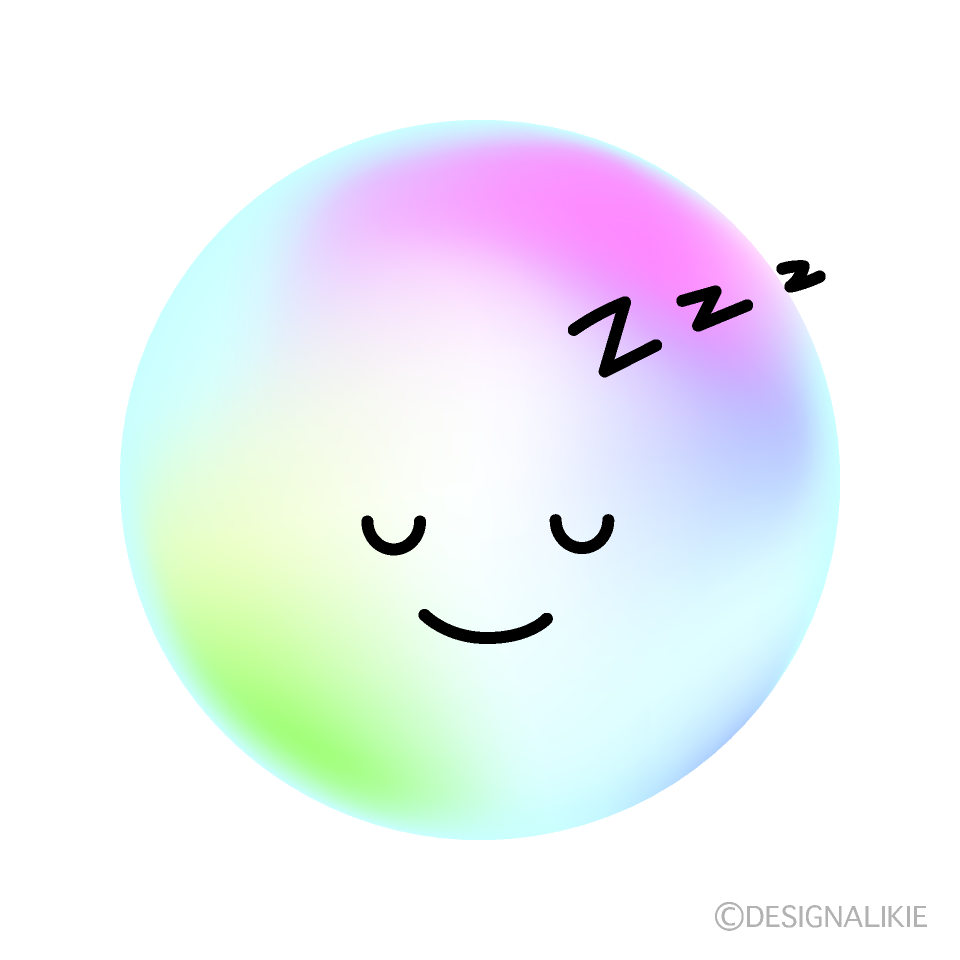 かわいい寝るシャボン玉のイラスト素材 Illustcute